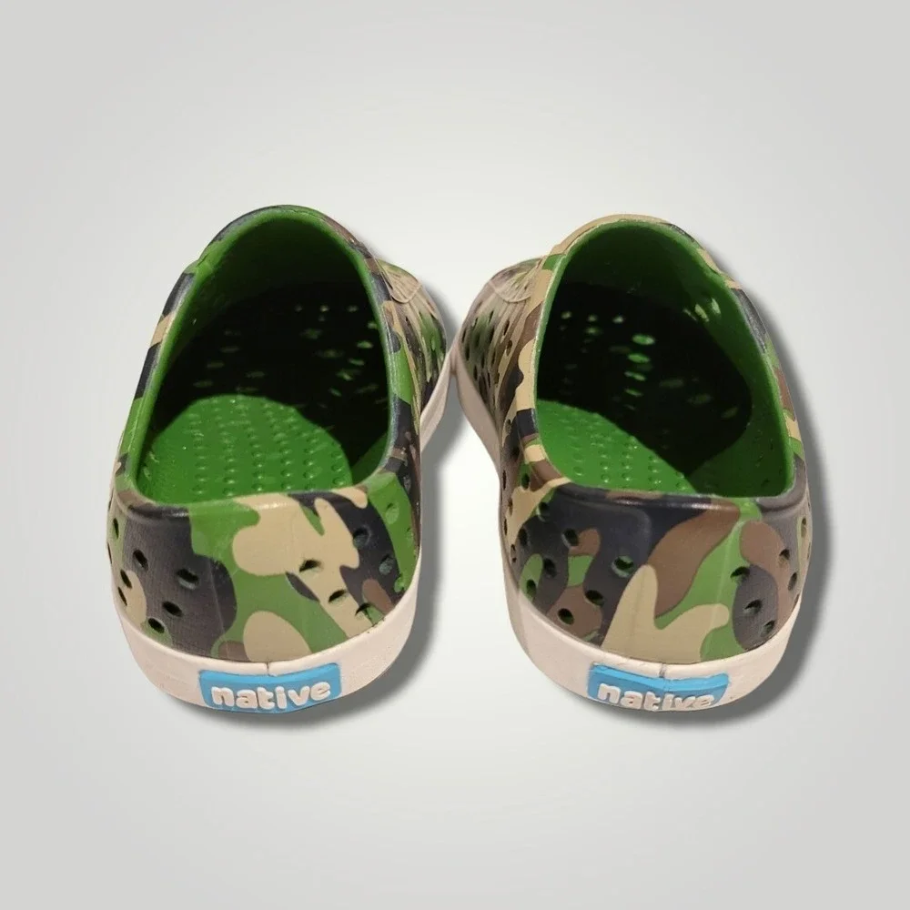 Native Jefferson Slip on Water Friendly Green Camouflage Sneakers Size C5